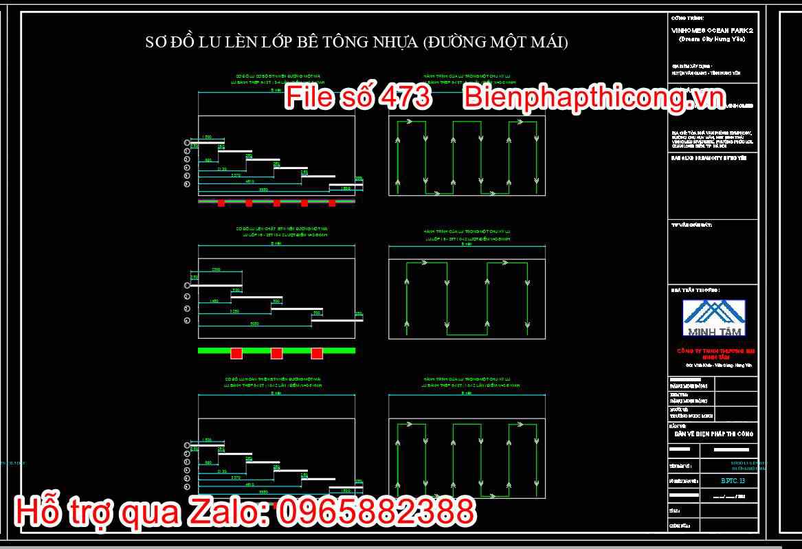 Sơ đồ lu lèn lớp bê tông nhựa.