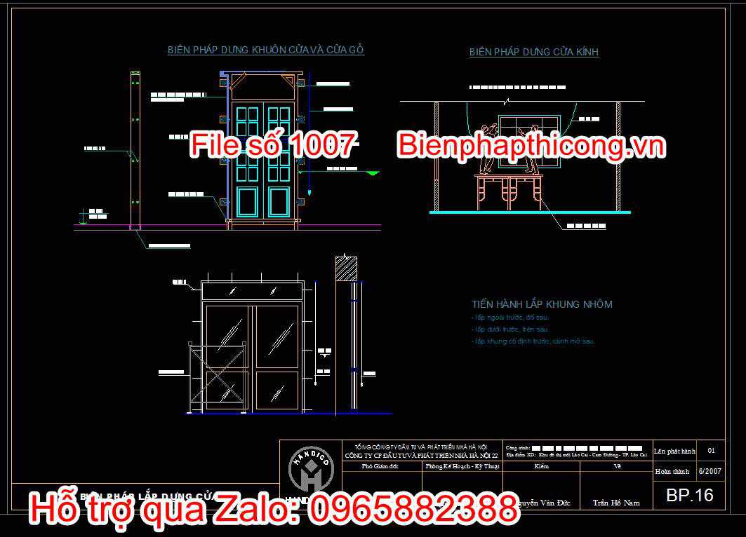 Bản vẽ biện pháp lắp dựng cửa