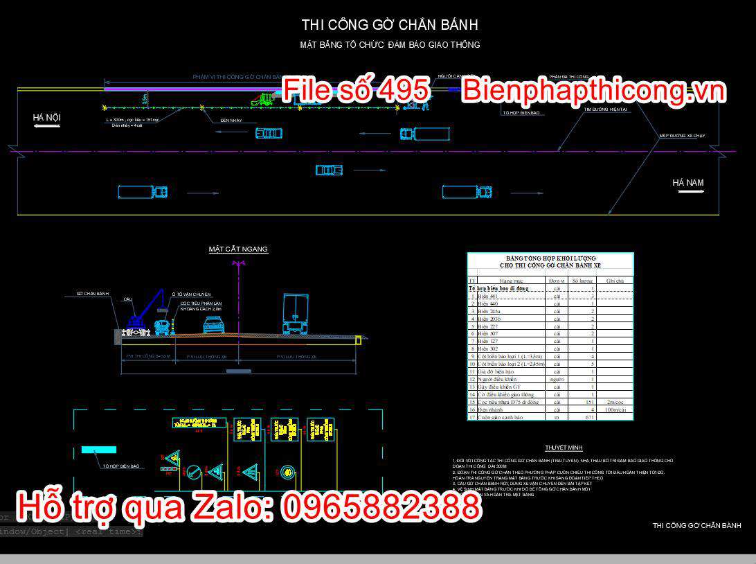 Bản vẽ biện pháp thi công gờ chắn bánh