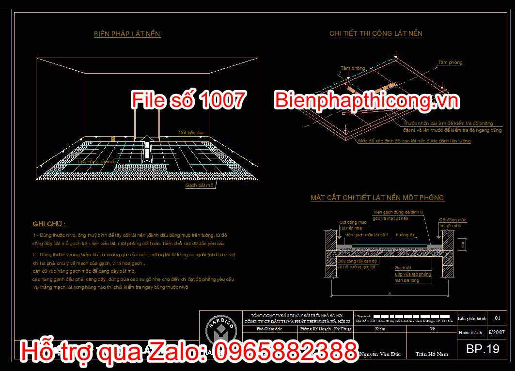 Bản vẽ biện pháp thi công lát nền