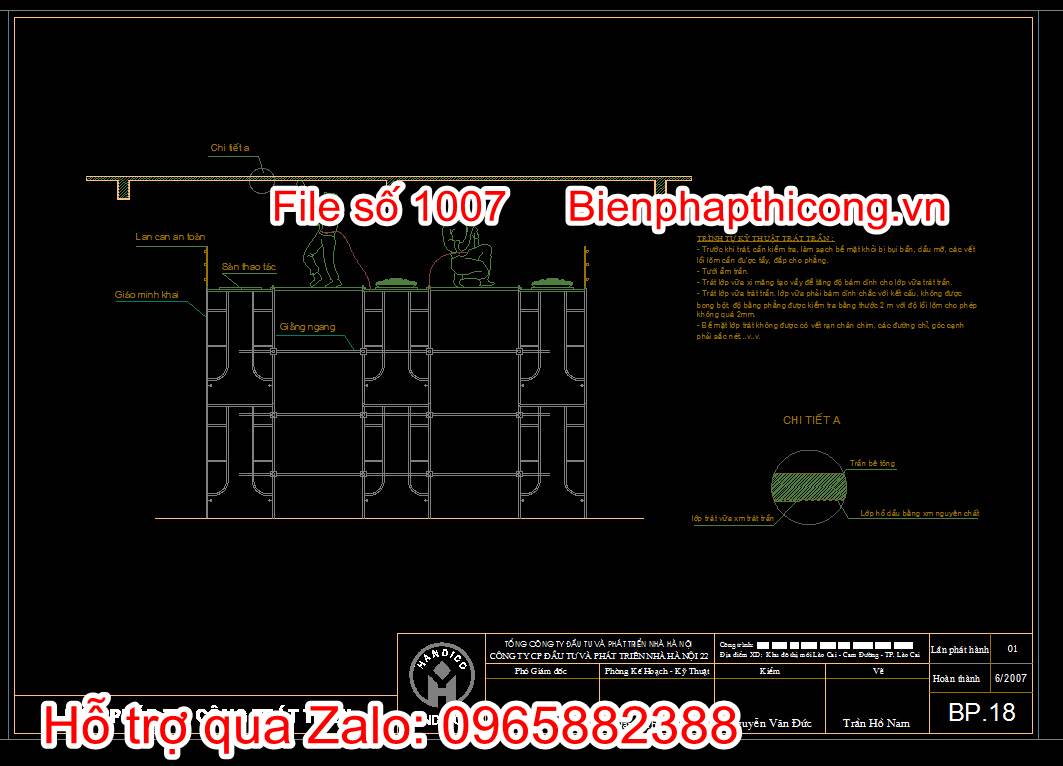 Bản vẽ biện pháp thi công trát trần