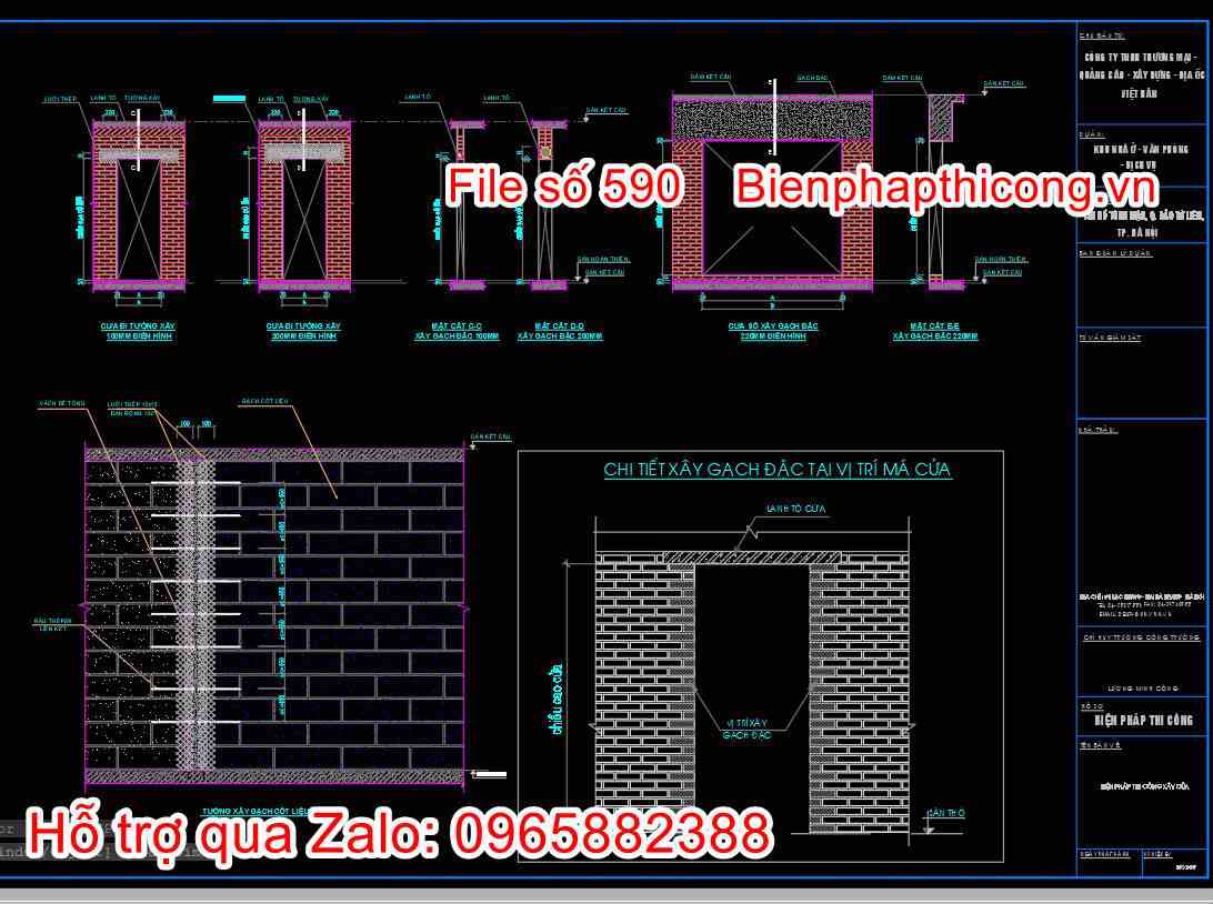 Bản vẽ biện pháp thi công xây cửa.