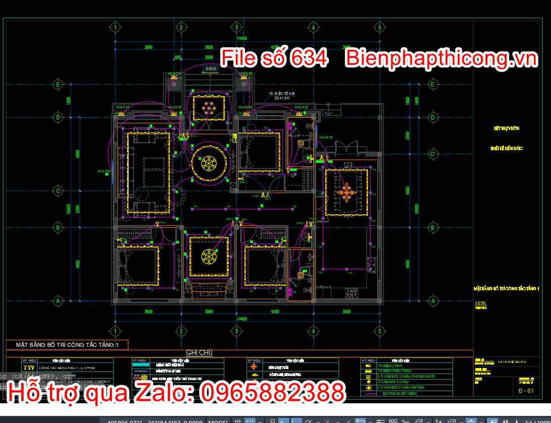 Bản vẽ bố trí công tắc đèn nhà cấp 4 đẹp.