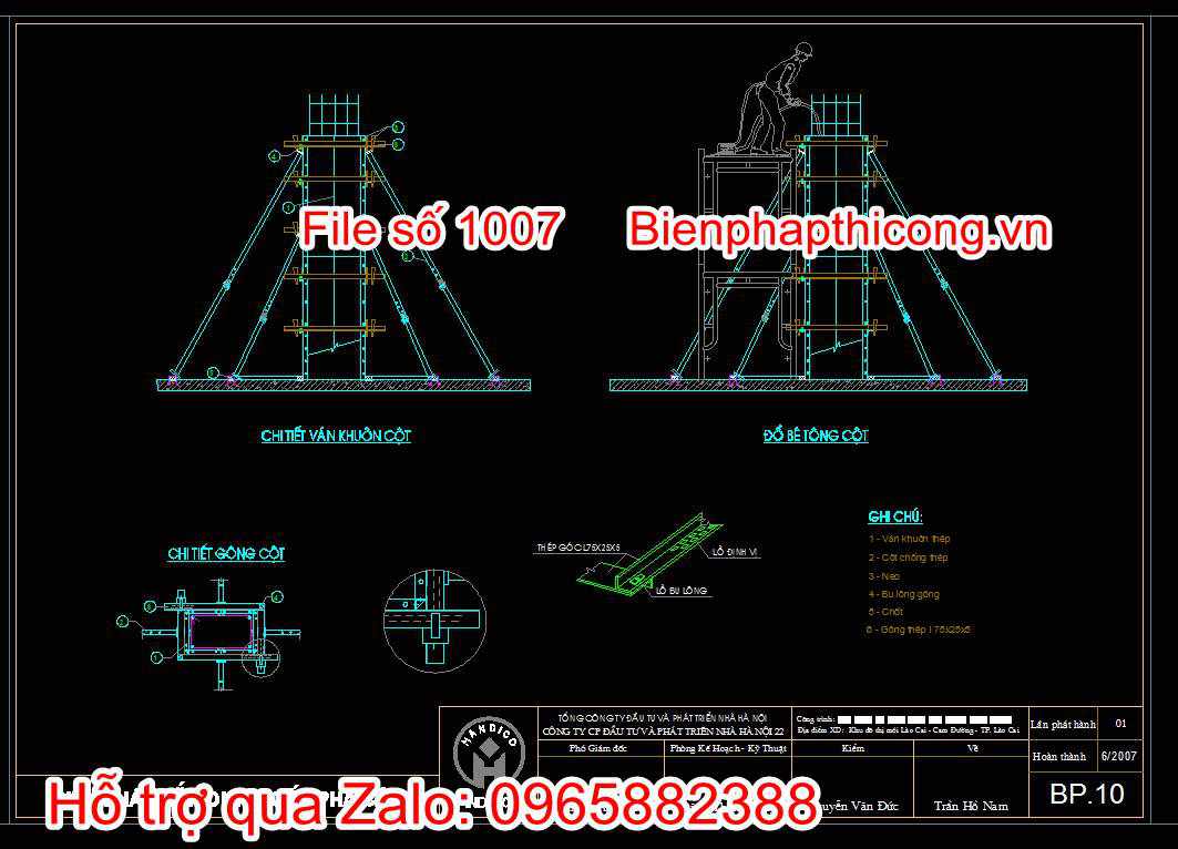 Bản vẽ bp lắp dựng cốp pha cột