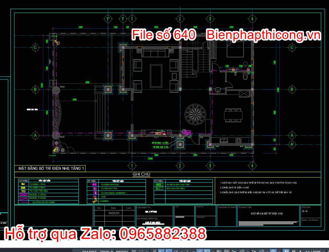 Bản vẽ chi tiết điện nước biệt thự 2 tầng mái thái cad.