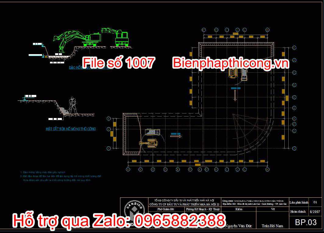 Bản vẽ đào hố móng và sửa hố móng