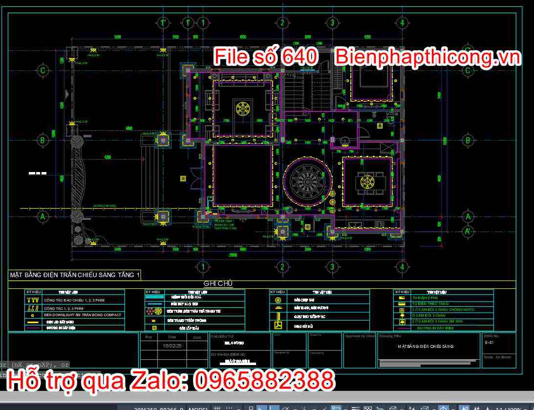 Bản vẽ điện biệt thự 2 tầng mái thái full cad.