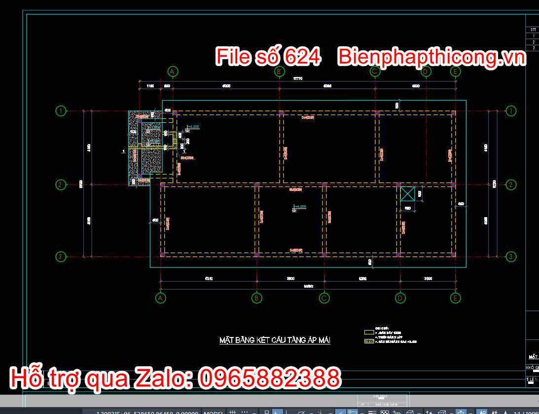 Bản vẽ kết cấu dầm sàn mái nhà cấp 4 1 tầng 3 phòng ngủ