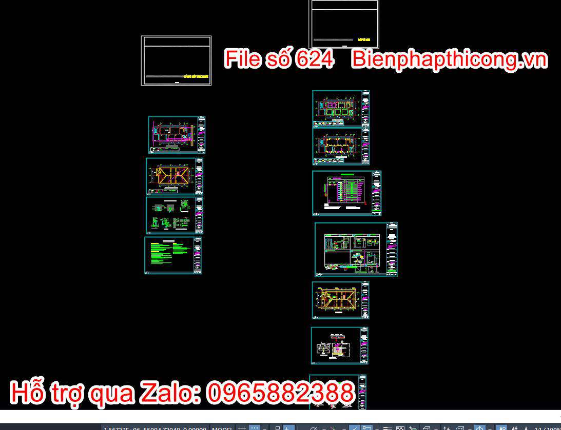 Bản vẽ nhà 1 tầng điện nước 8m full cad.