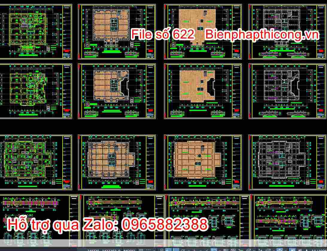 Bản vẽ thi công khách sạn 11 tầng full cad.