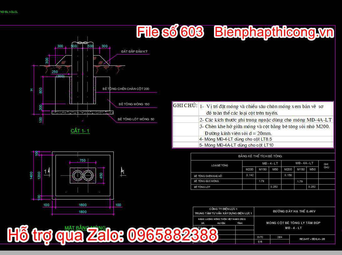 bản vẽ thiết kế móng cột bê tông cad hay.