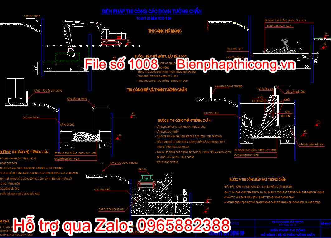 Biện pháp thi công các đoạn tường chắn