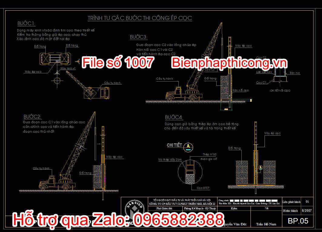Bản vẽ biện pháp thi công ép cọc