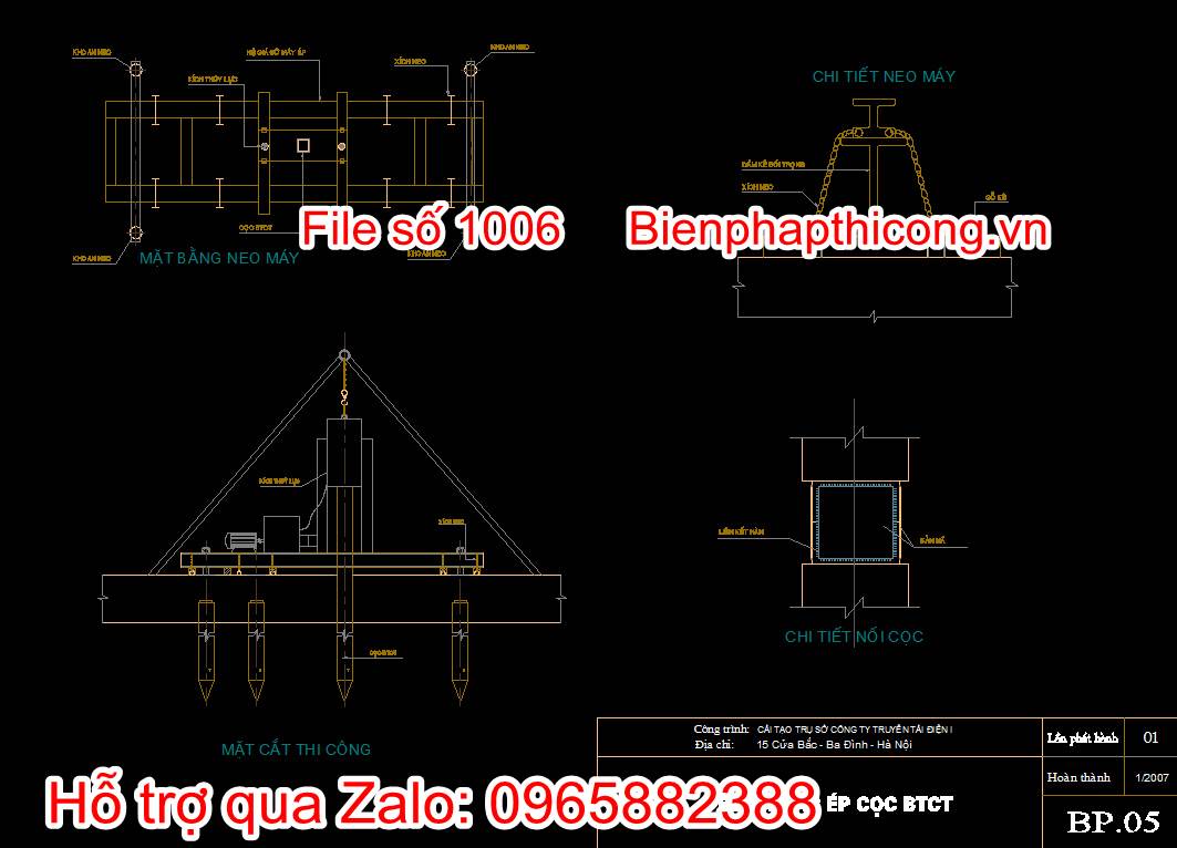 Bản vẽ biện pháp ép cọc bê tông cốt thép