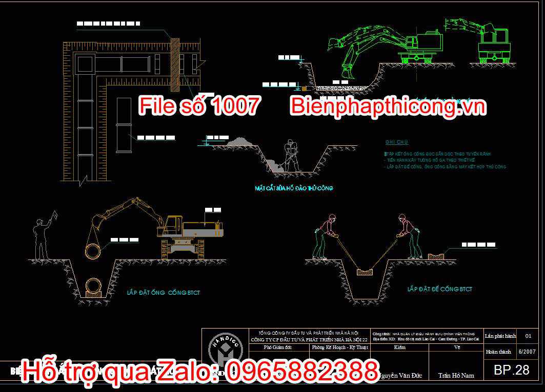 Bản vẽ biện pháp lắp đặt ống cống thoát nước