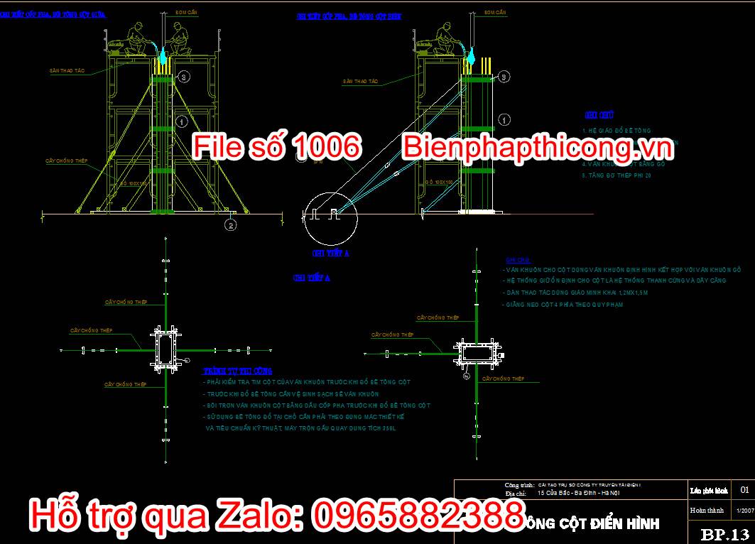 Bản vẽ biện pháp thi công cột điển hình
