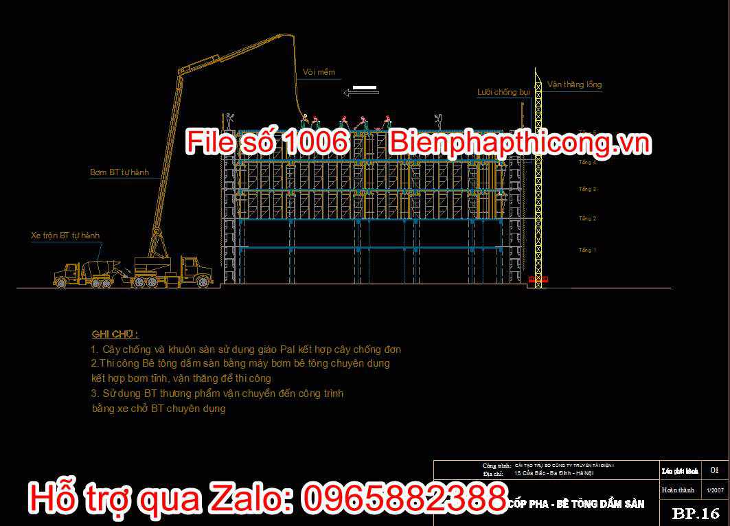 Bản vẽ biện pháp thi công cốp pha bê tông dầm sàn