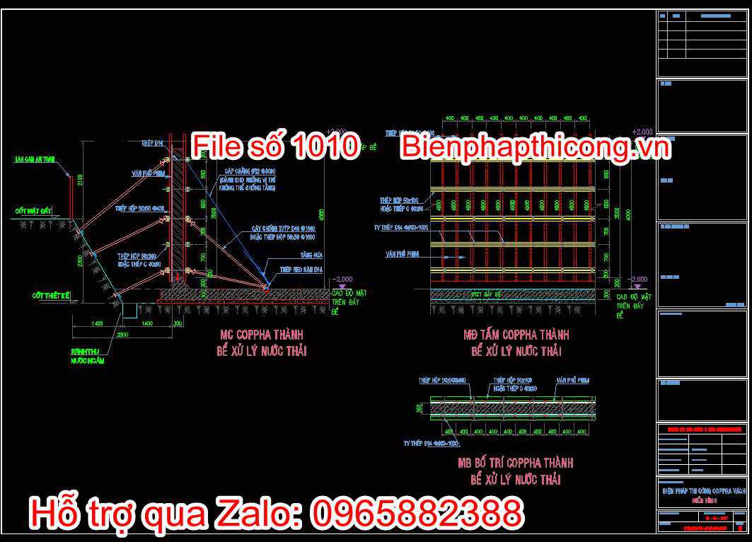 Bản vẽ biện pháp thi công cốp pha vách điển hình