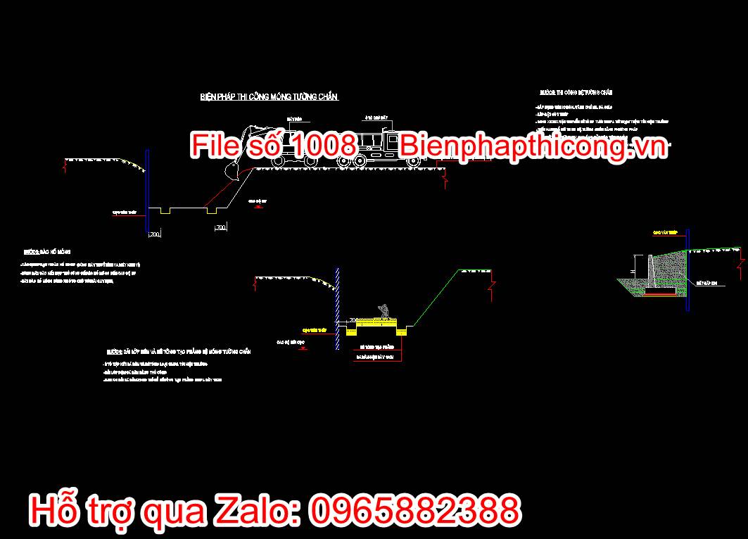 Bản vẽ biện pháp thi công móng tường chắn