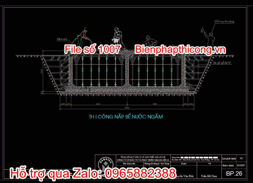 Bản vẽ biện pháp thi công nắp bể nước ngầm