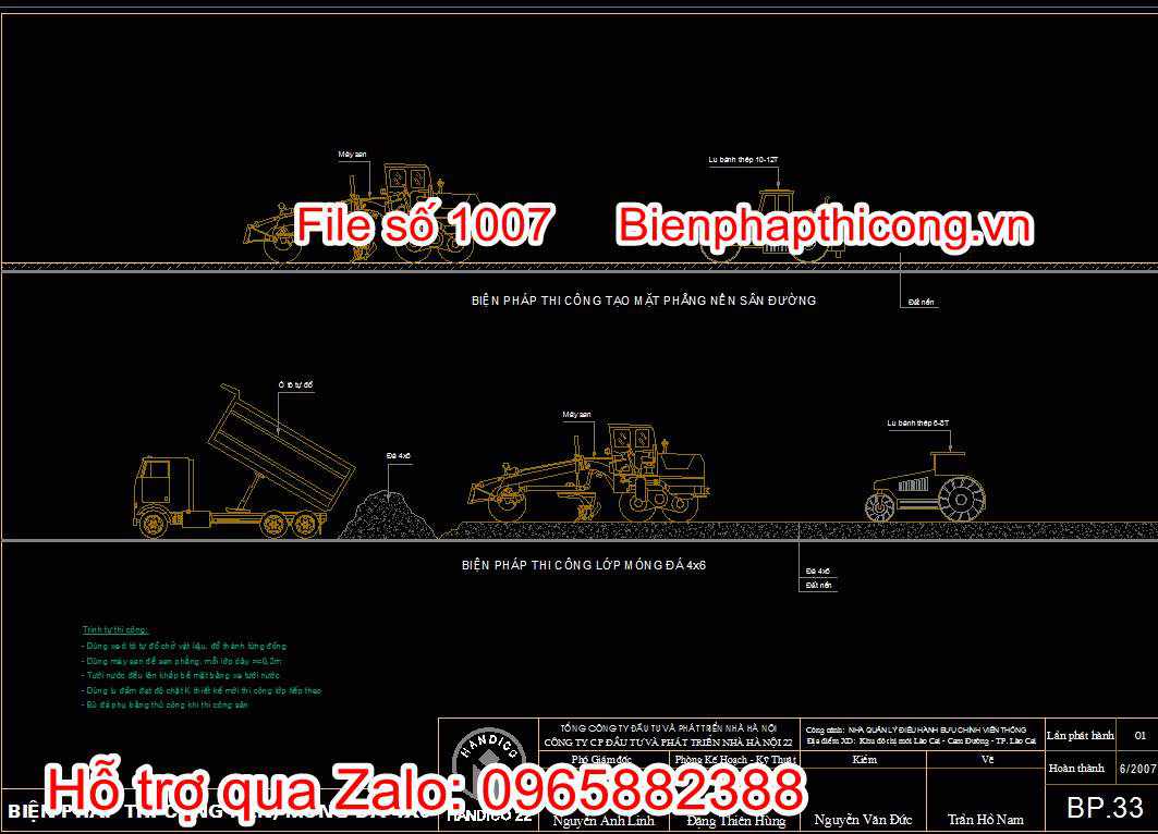 Bản vẽ biện pháp thi công nền, móng đá