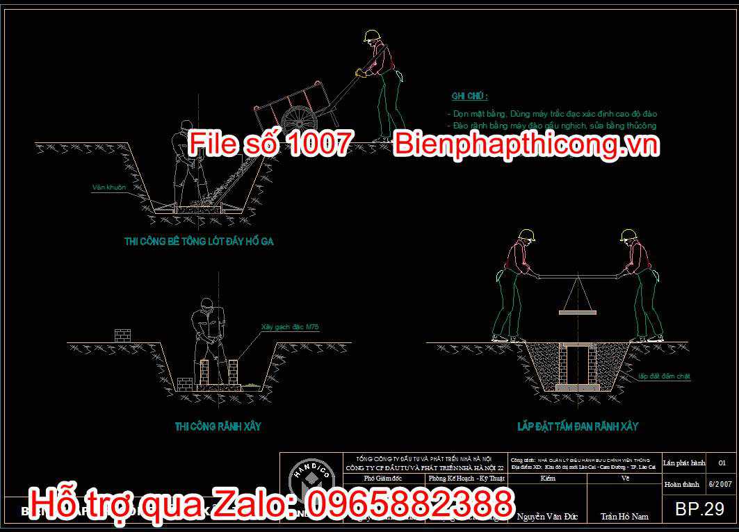 Bản vẽ biện pháp thi công rãnh xây tim