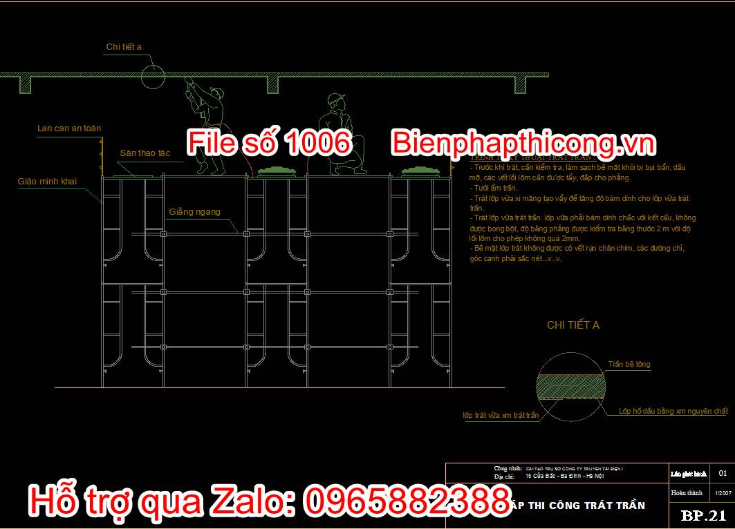 Bản vẽ biện pháp thi công trát trần