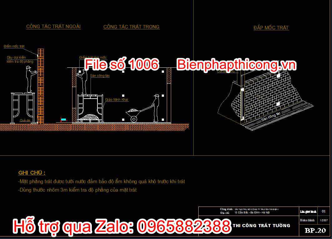 Bản vẽ biện pháp thi công trát tường