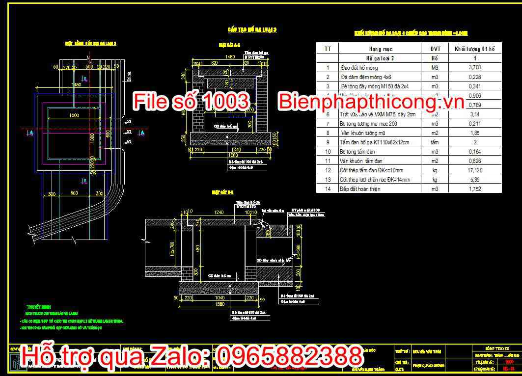 Bản vẽ chi tiết hố ga loại 3
