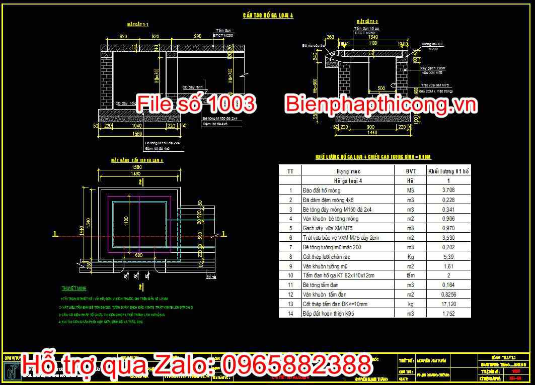Bản vẽ chi tiết hố ga loại 4