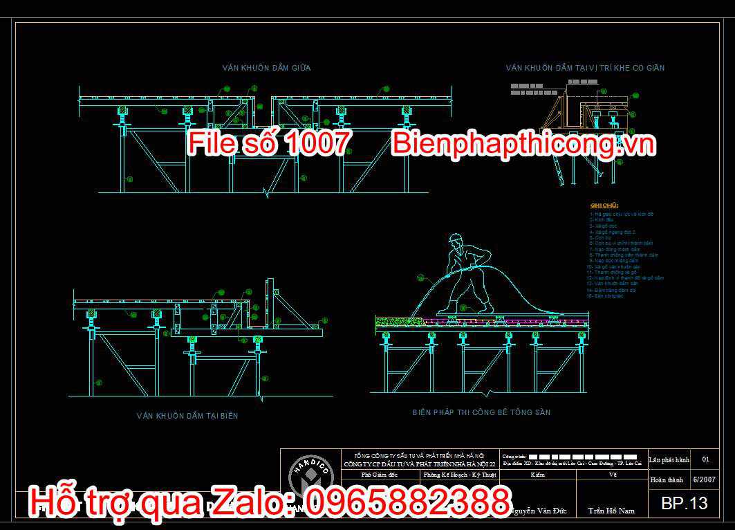 Bản vẽ chi tiết thi công cốp pha dầm sàn