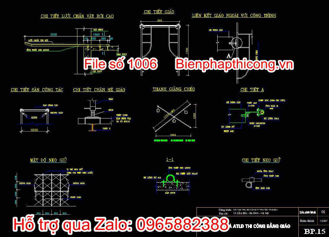 Bản vẽ lắp dựng và an toàn lao động thi công bằng giáo