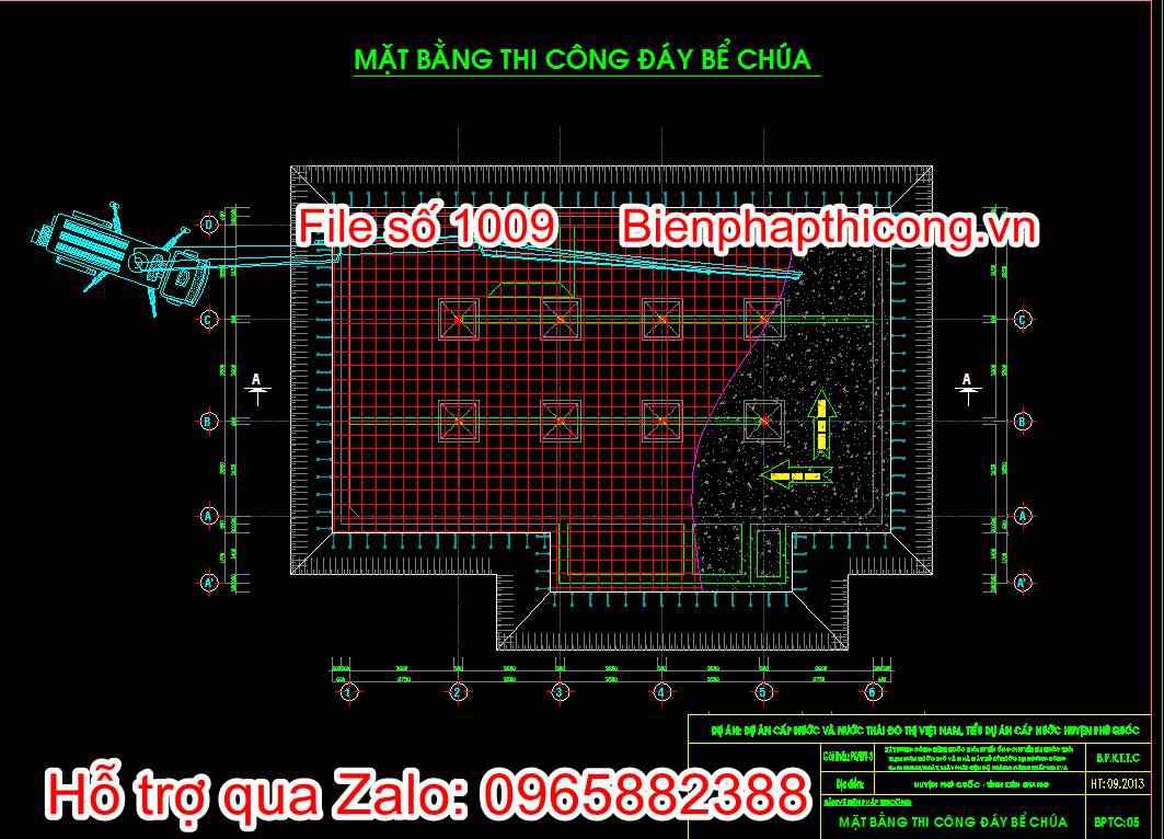 Bản vẽ mặt bằng thi công đáy bể chứa