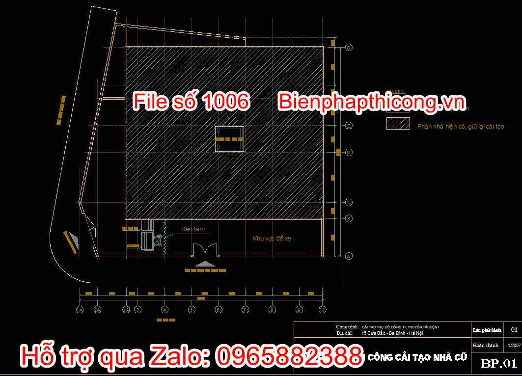 Bản vẽ mặt bằng thi công cải tạo nhà cũ