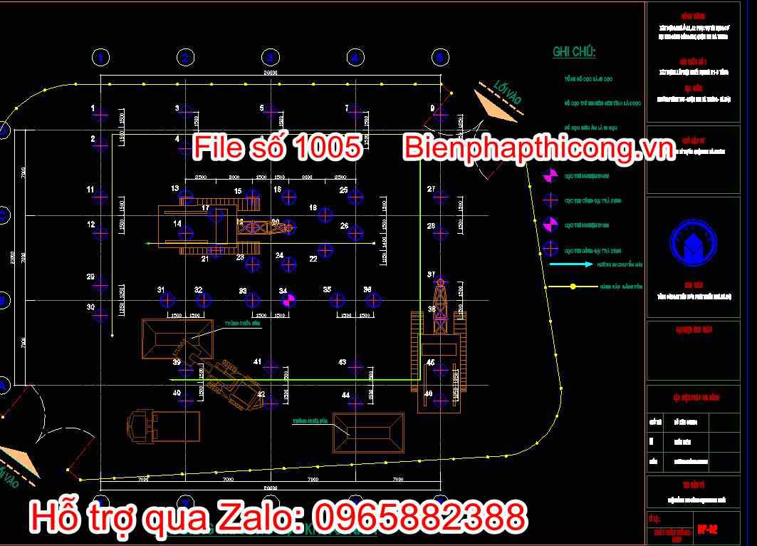 Bản vẽ mặt bằng thi công cọc khoan nhồi