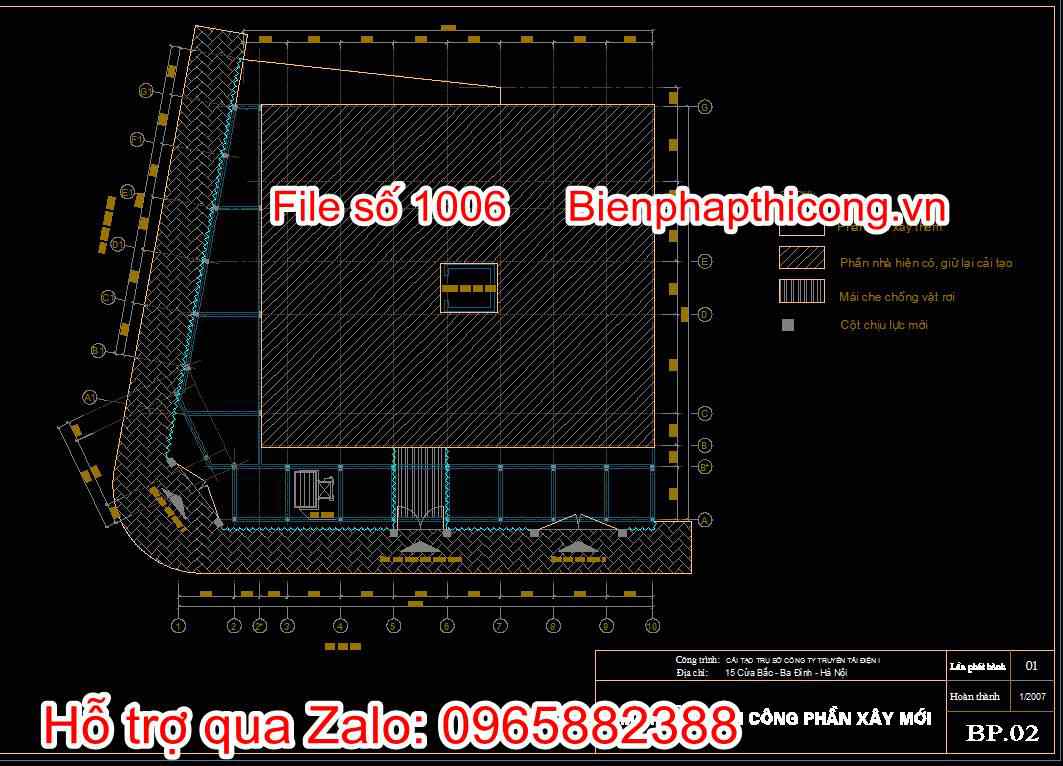 Bản vẽ mặt bằng thi công phần xây mới