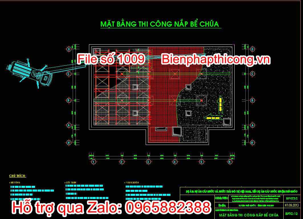 Bản vẽ mặt bằng thi công nắp bể chứa