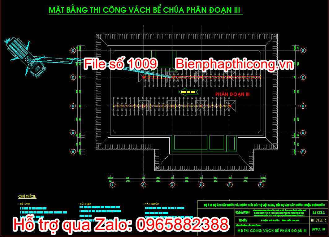 Bản vẽ mặt bằng thi công vách bể chứa