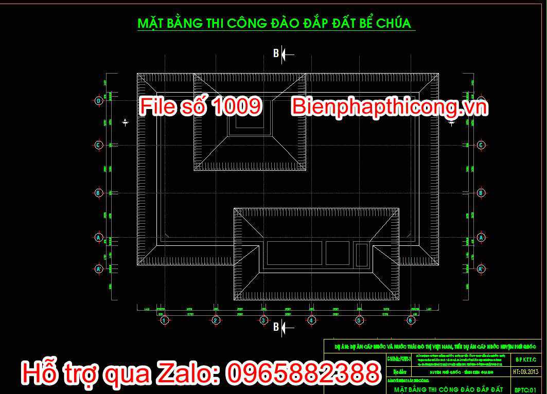 Bản vẽ mặt bằng thi công đào đắp đất bể chứa