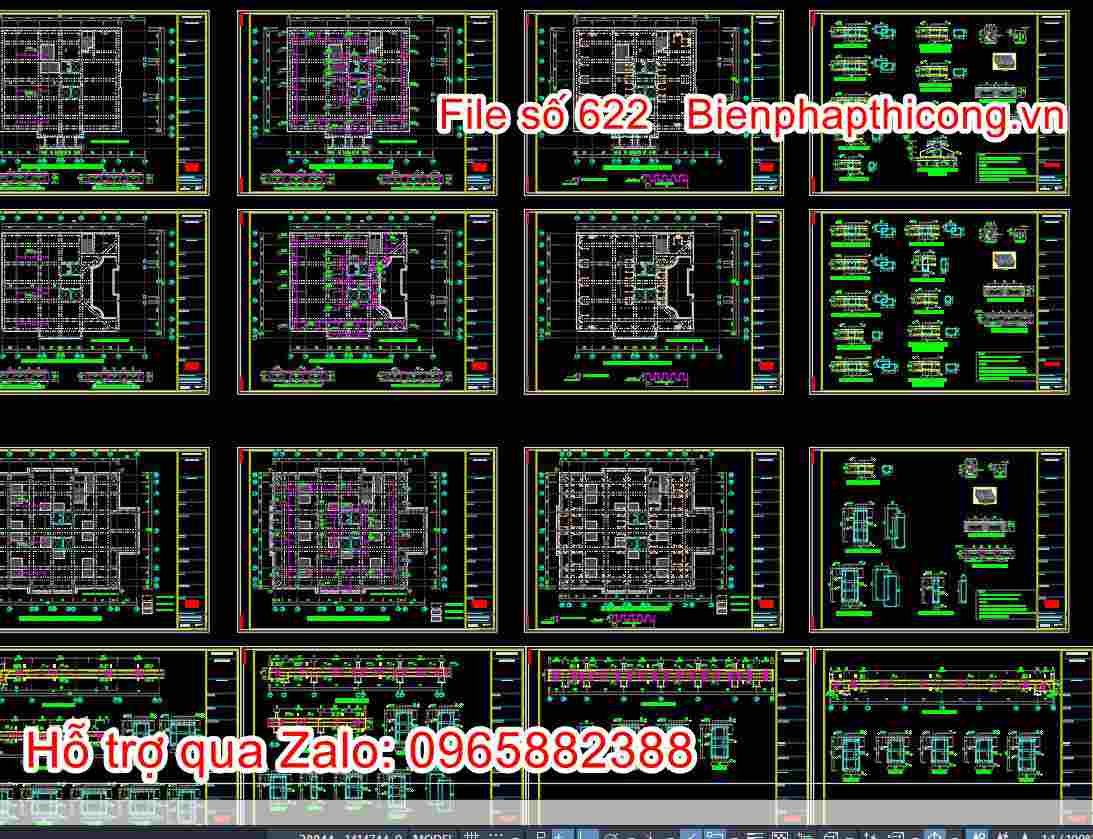 Chi tiết kết cấu khách sạn 11 tầng cad.