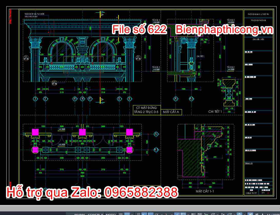 Chi tiết trang trí khách sạn 11 tầng cad.