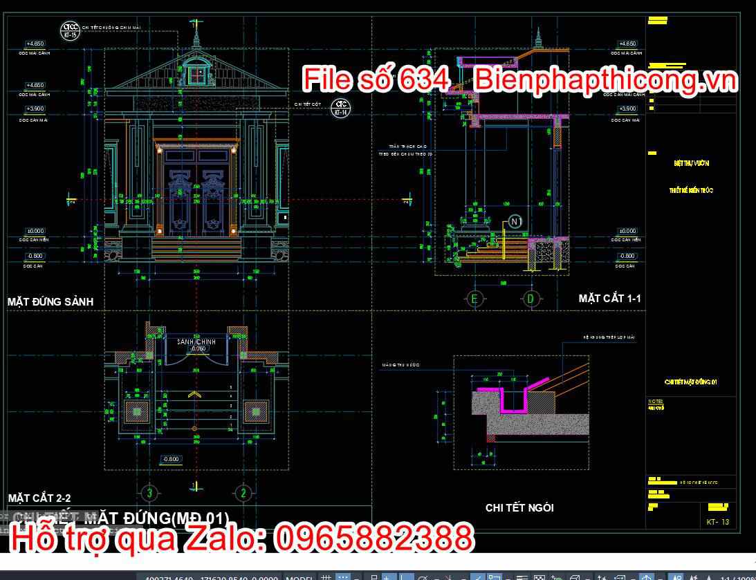 Download bản vẽ nhà cấp 4 mái nhật đẹp.