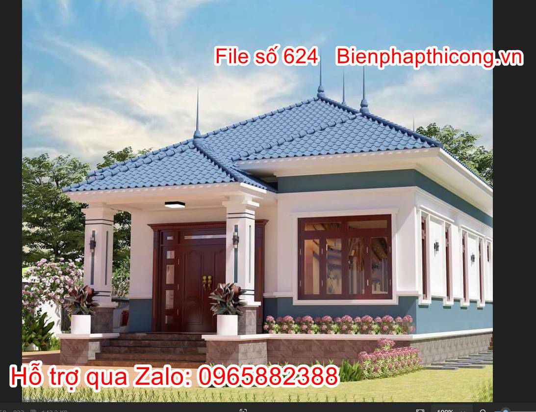 Full cad bản vẽ cad nhà cấp 4 1 tầng đẹp 8m