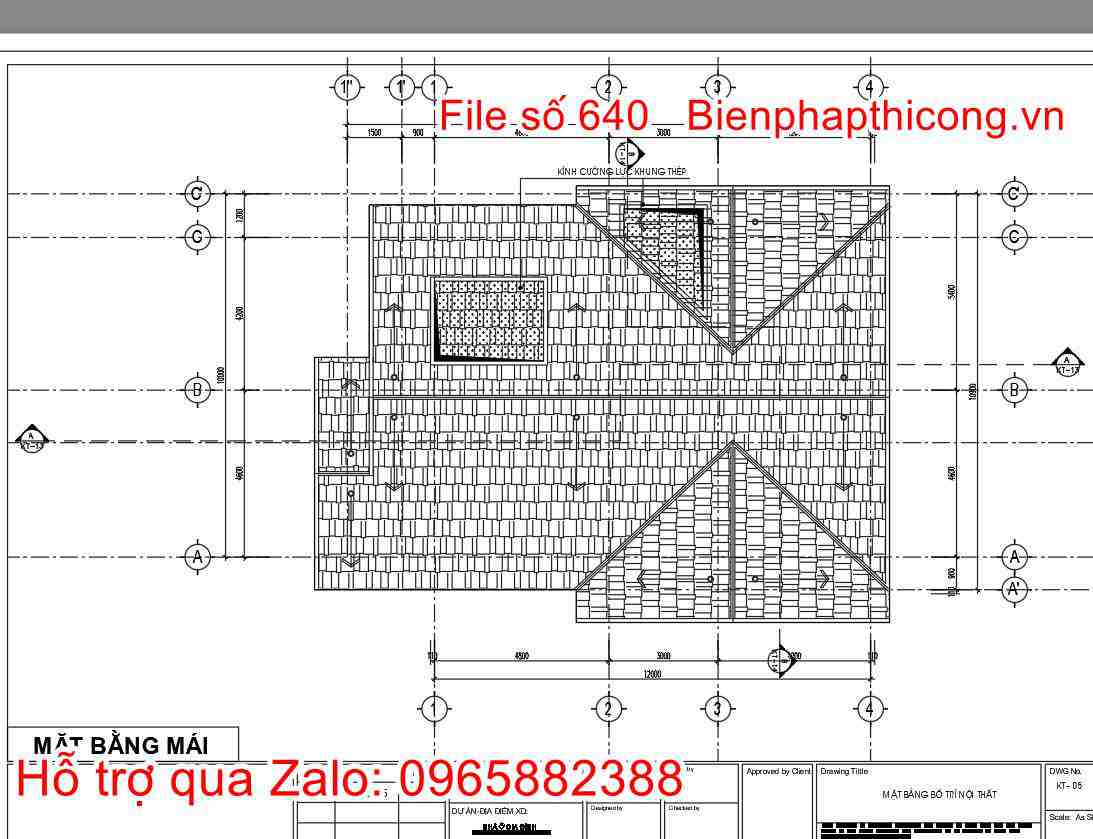 Mặt bằng mái biệt thự 2 tầng mái thái full cad.