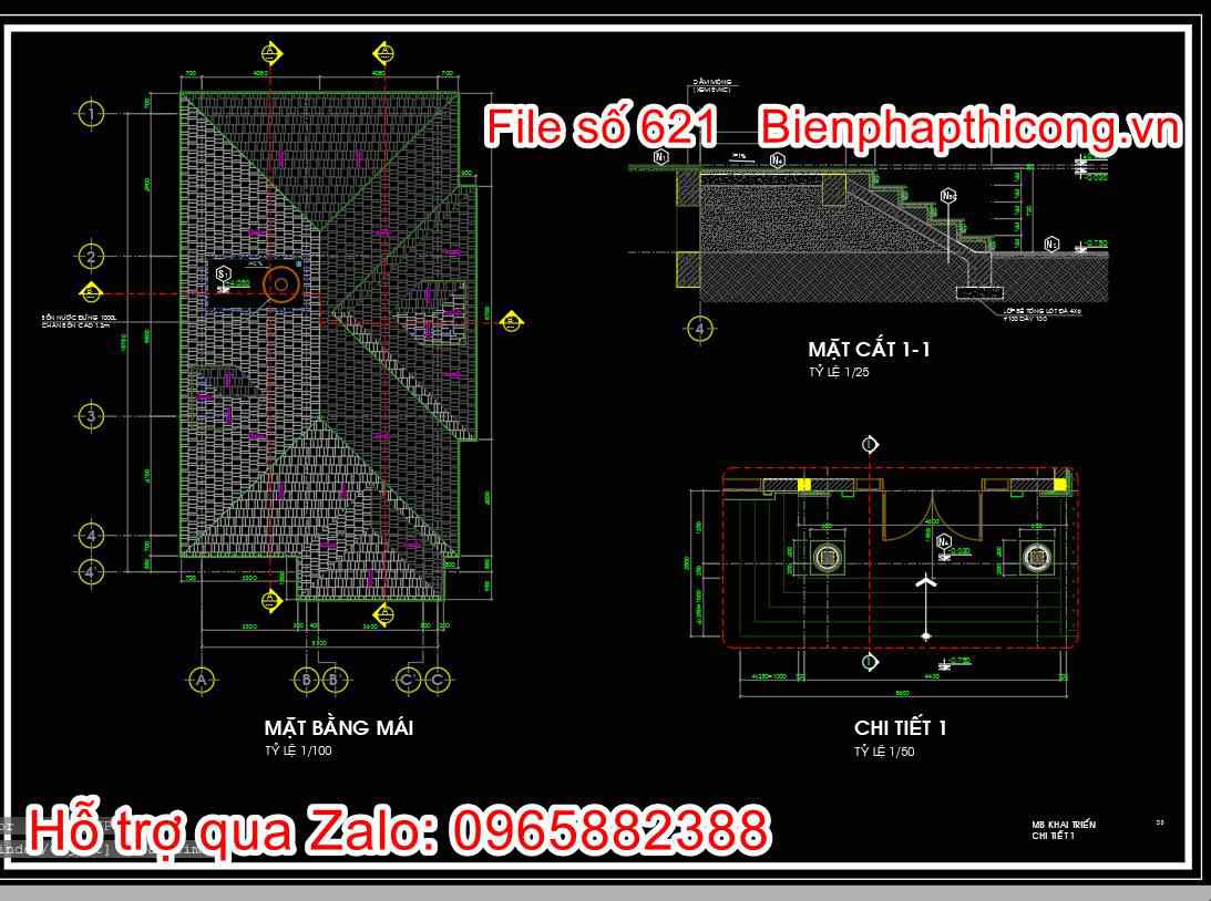 Mặt bằng mái cad nhà cấp 4 đẹp.