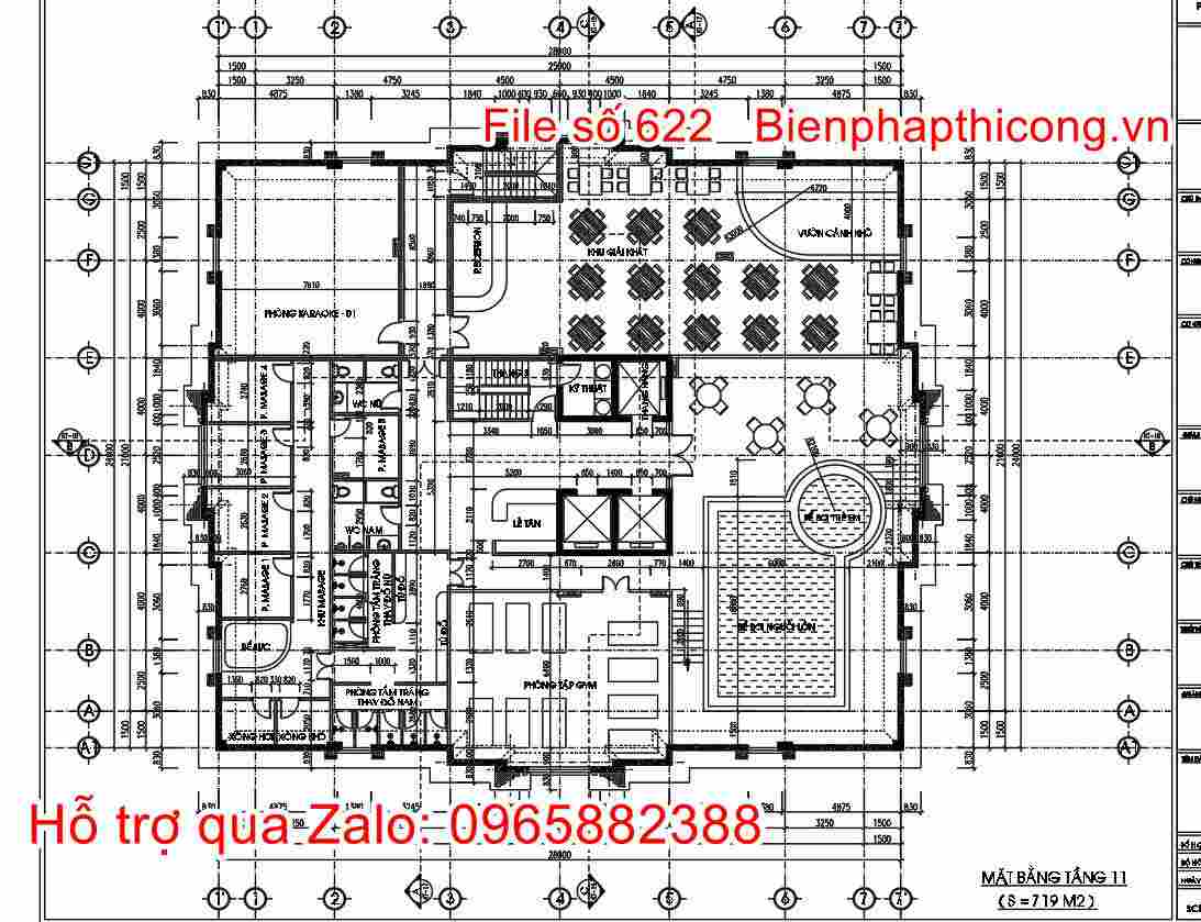 Mặt bằng tầng 11 mua bản vẽ khách sạn.