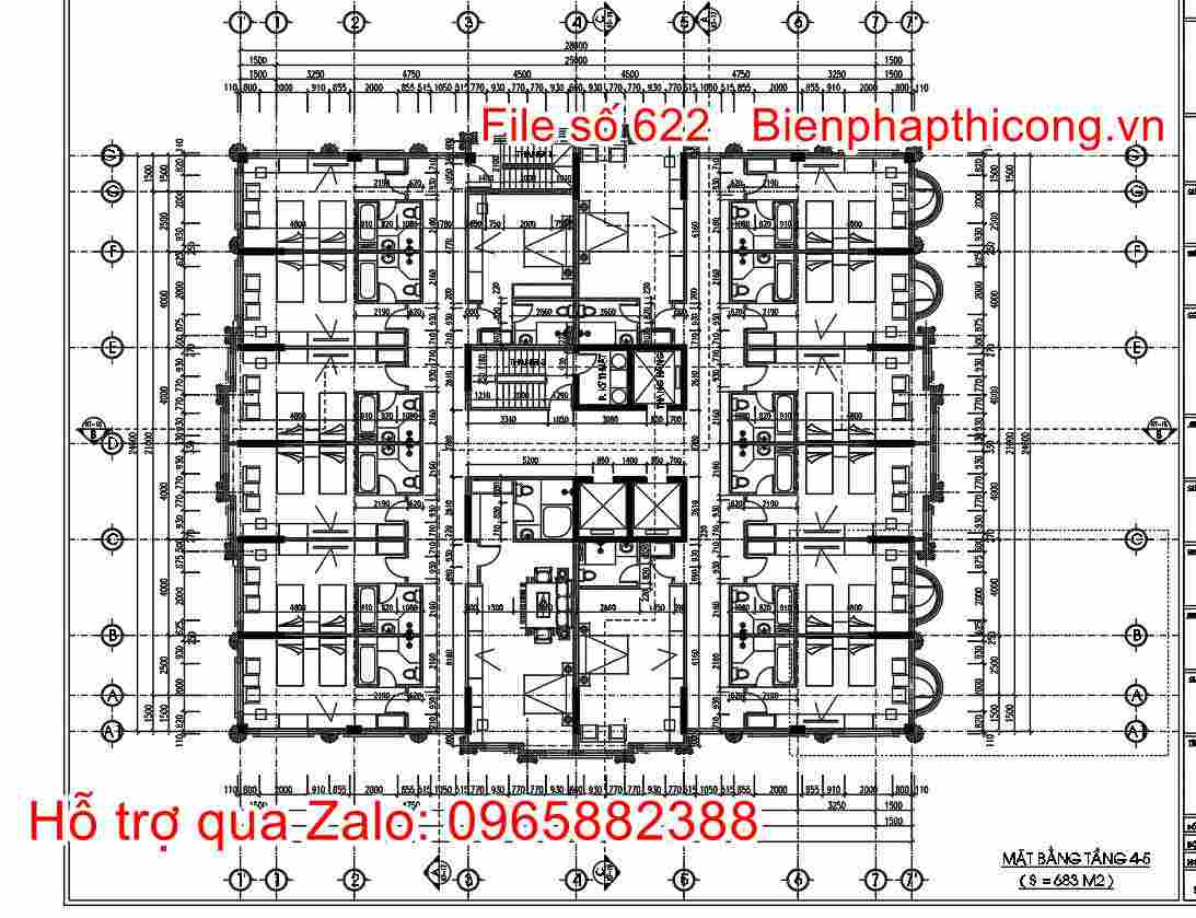 Mặt bằng tầng 4,5 khách sạn cao tầng full hồ sơ.