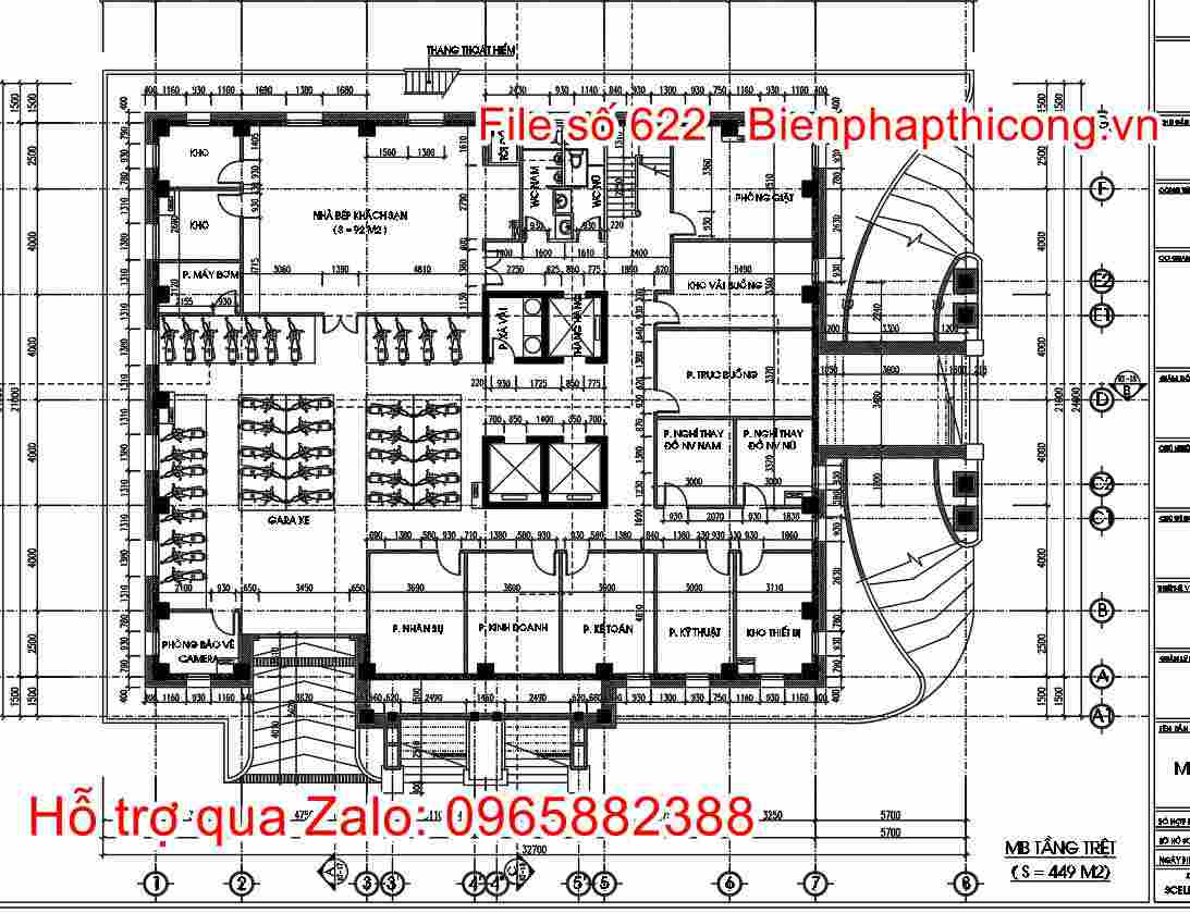 Mặt bằng tầng trệt khách sạn 11 tầng full thiết kế.