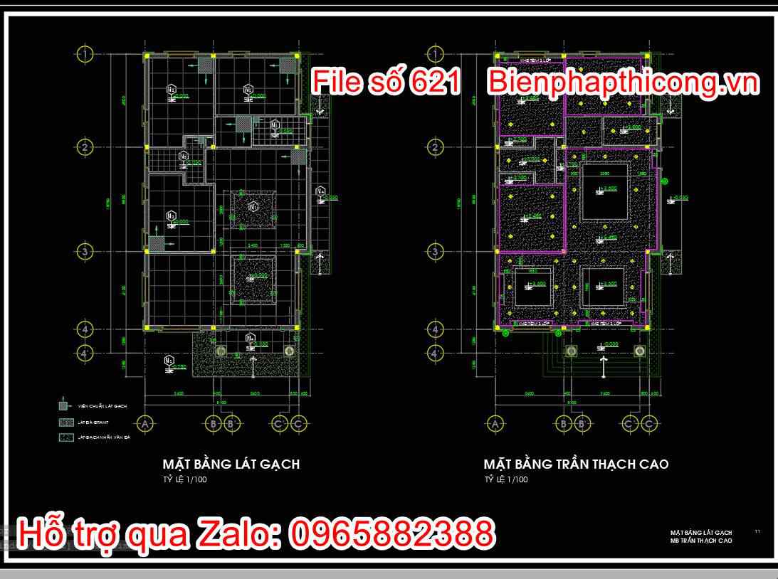 Mặt bằng trần nhà cấp 4 full cad.