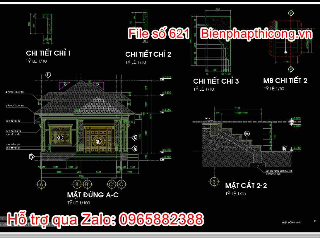 Mặt đứng nhà cấp 4 8m x 16m